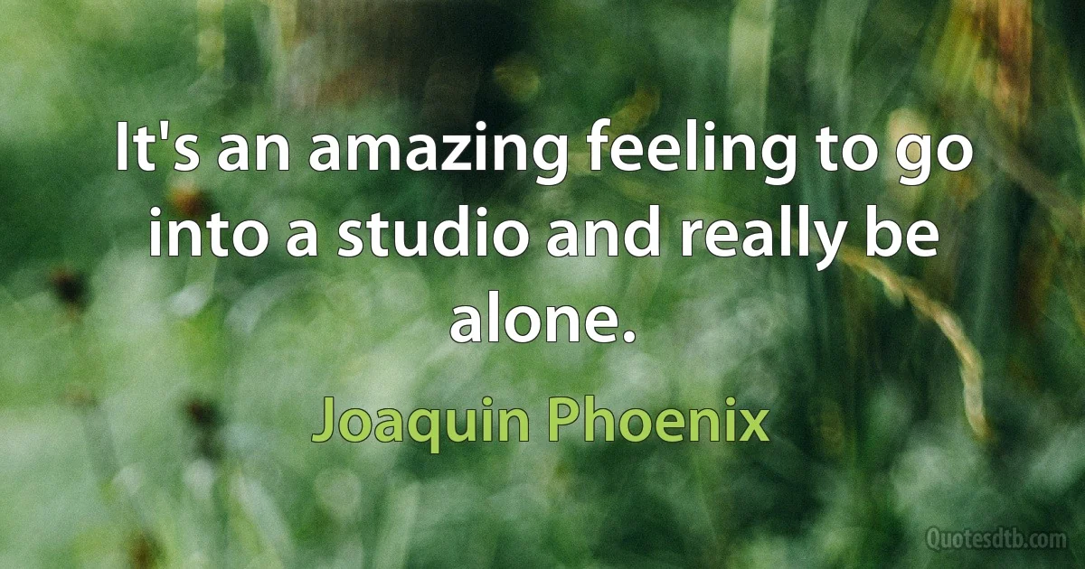 It's an amazing feeling to go into a studio and really be alone. (Joaquin Phoenix)