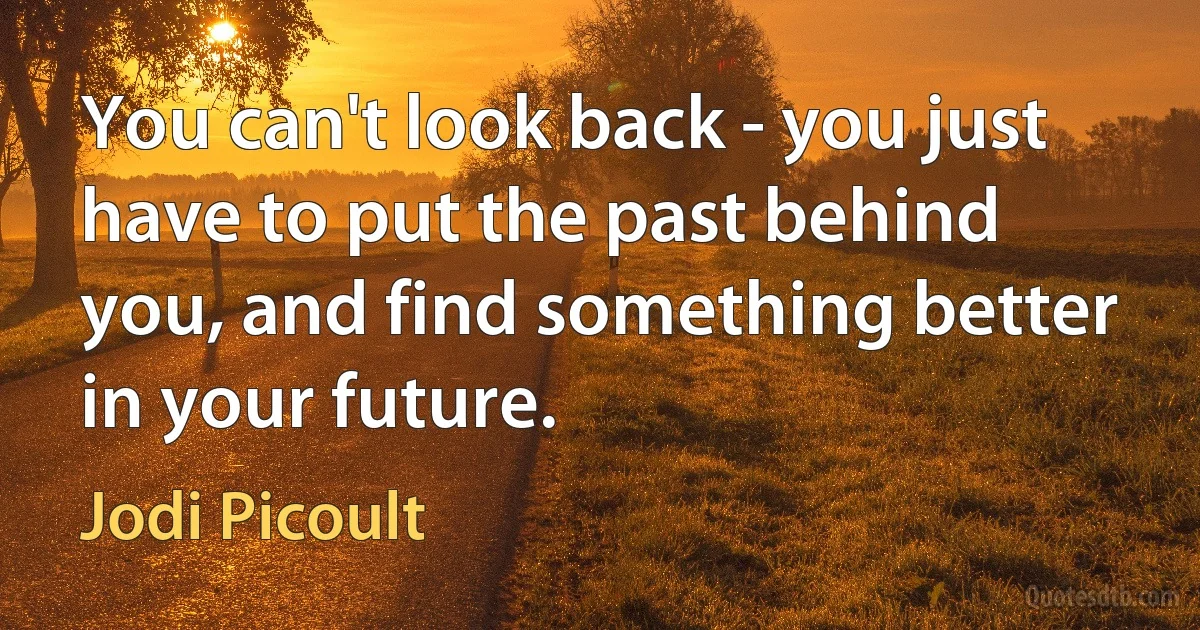 You can't look back - you just have to put the past behind you, and find something better in your future. (Jodi Picoult)