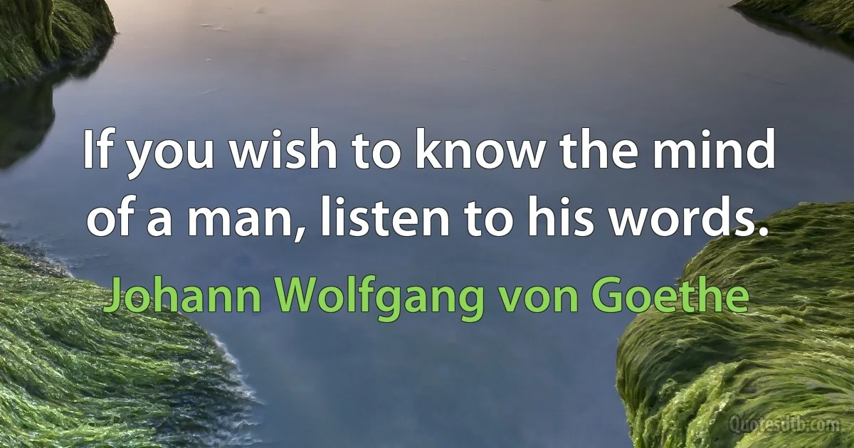 If you wish to know the mind of a man, listen to his words. (Johann Wolfgang von Goethe)