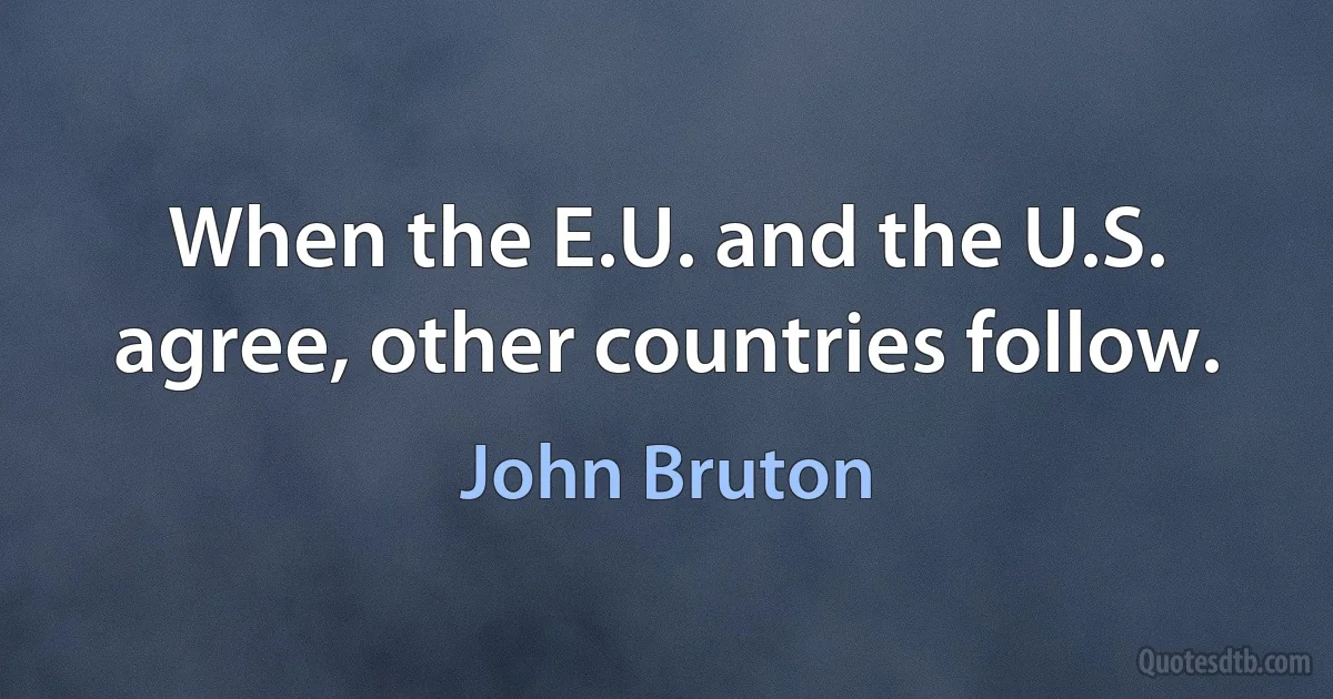 When the E.U. and the U.S. agree, other countries follow. (John Bruton)