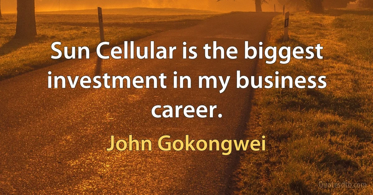 Sun Cellular is the biggest investment in my business career. (John Gokongwei)