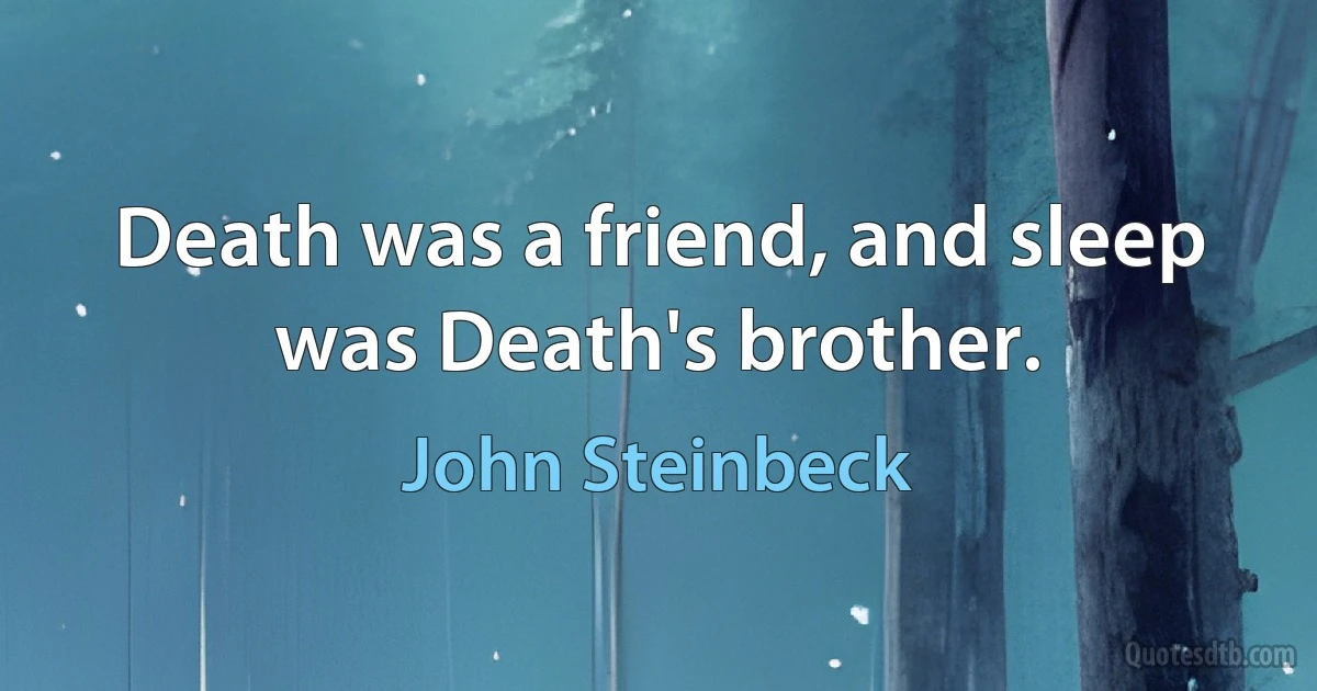 Death was a friend, and sleep was Death's brother. (John Steinbeck)