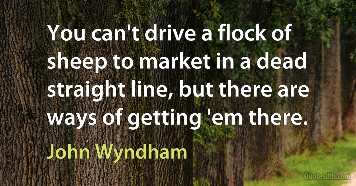 You can't drive a flock of sheep to market in a dead straight line, but there are ways of getting 'em there. (John Wyndham)