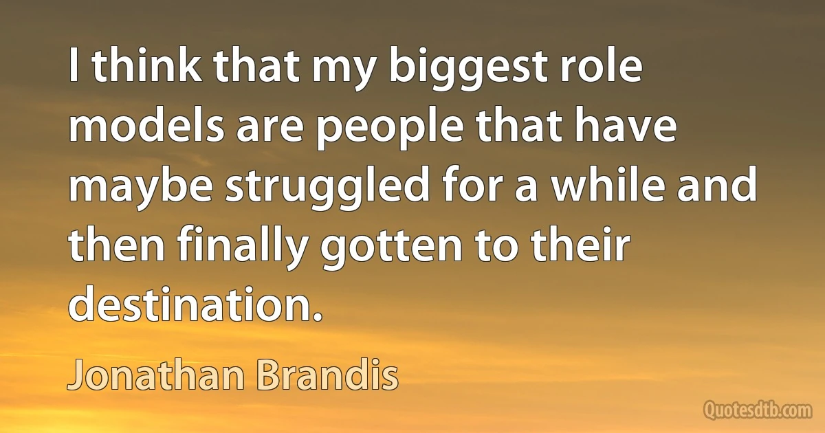 I think that my biggest role models are people that have maybe struggled for a while and then finally gotten to their destination. (Jonathan Brandis)