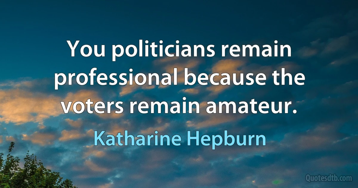 You politicians remain professional because the voters remain amateur. (Katharine Hepburn)