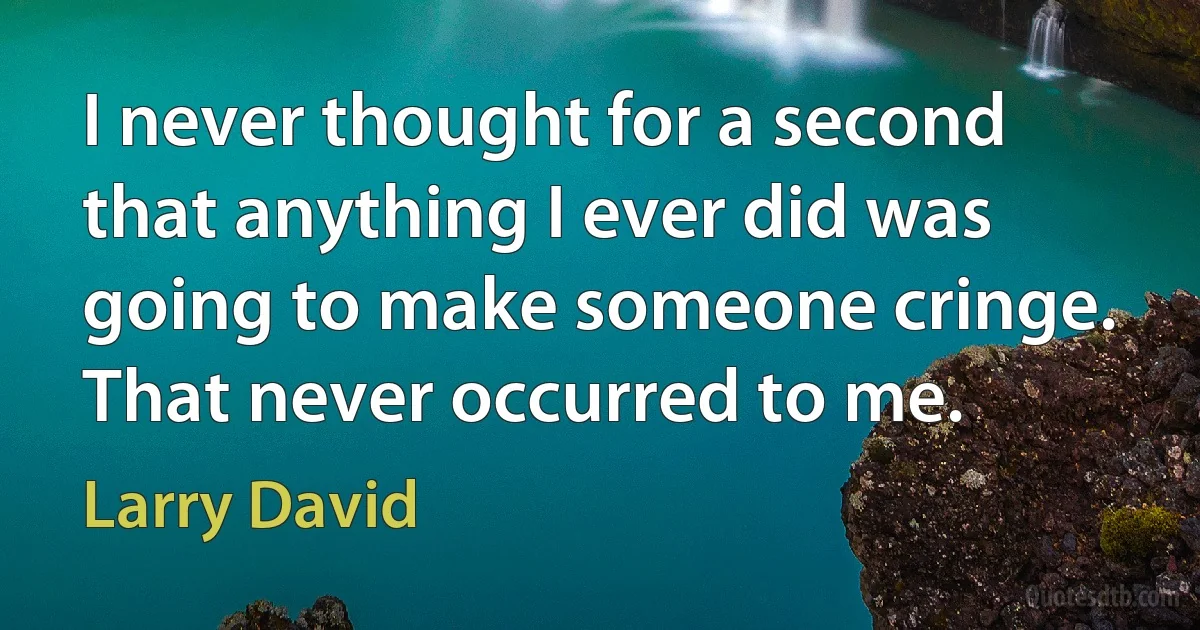 I never thought for a second that anything I ever did was going to make someone cringe. That never occurred to me. (Larry David)