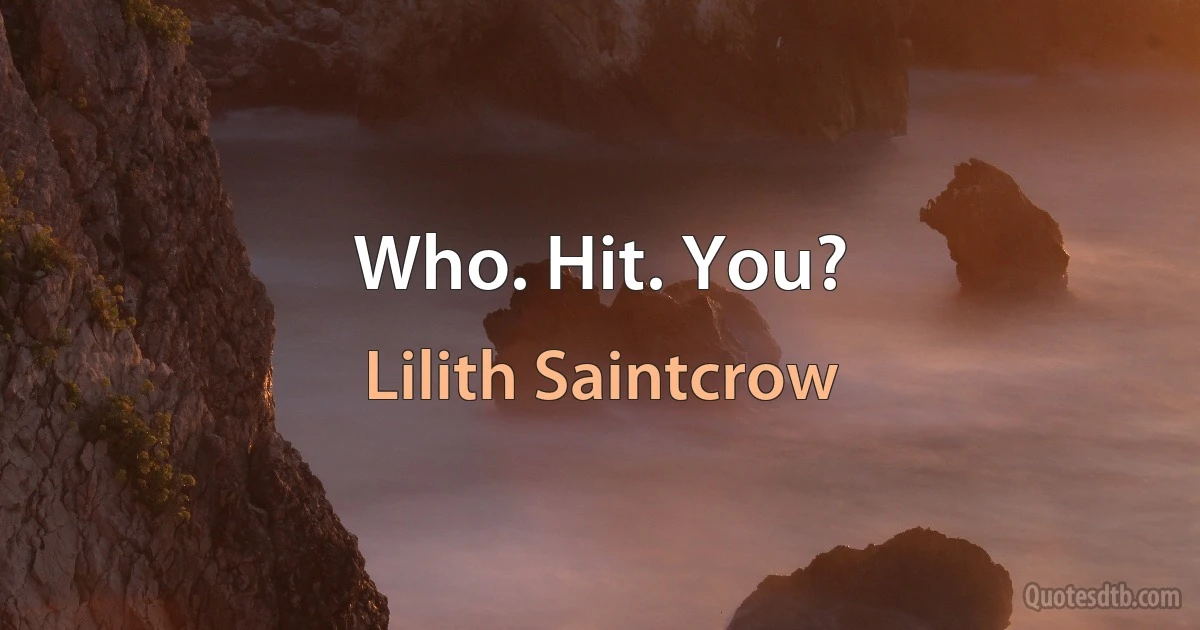 Who. Hit. You? (Lilith Saintcrow)