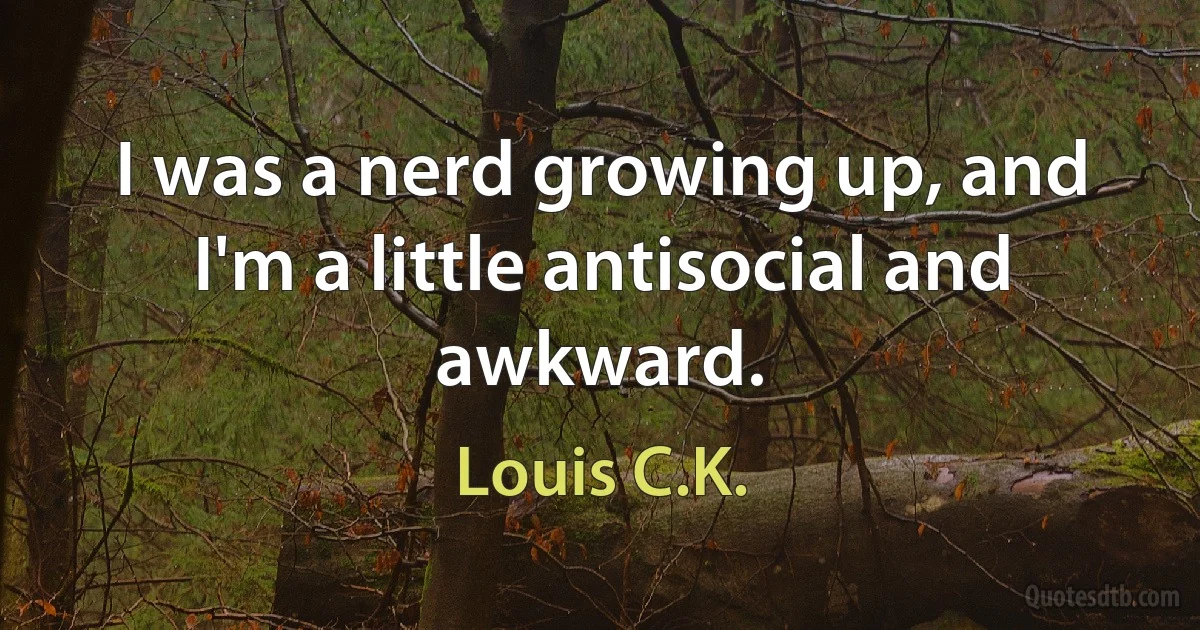 I was a nerd growing up, and I'm a little antisocial and awkward. (Louis C.K.)