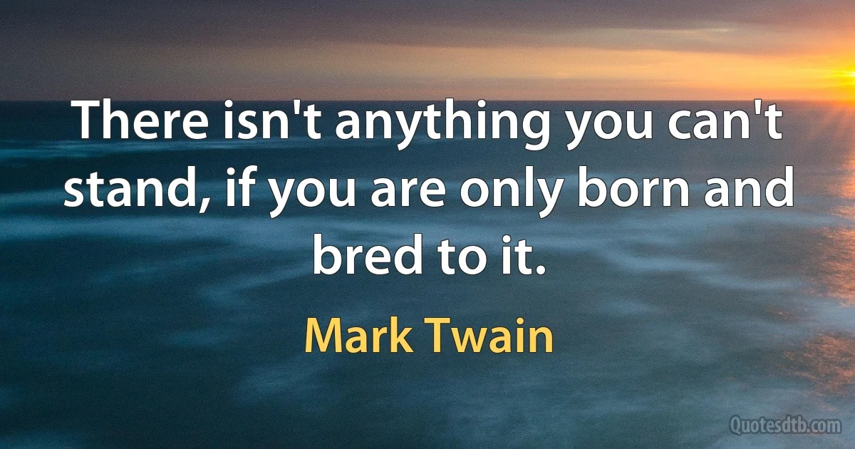 There isn't anything you can't stand, if you are only born and bred to it. (Mark Twain)