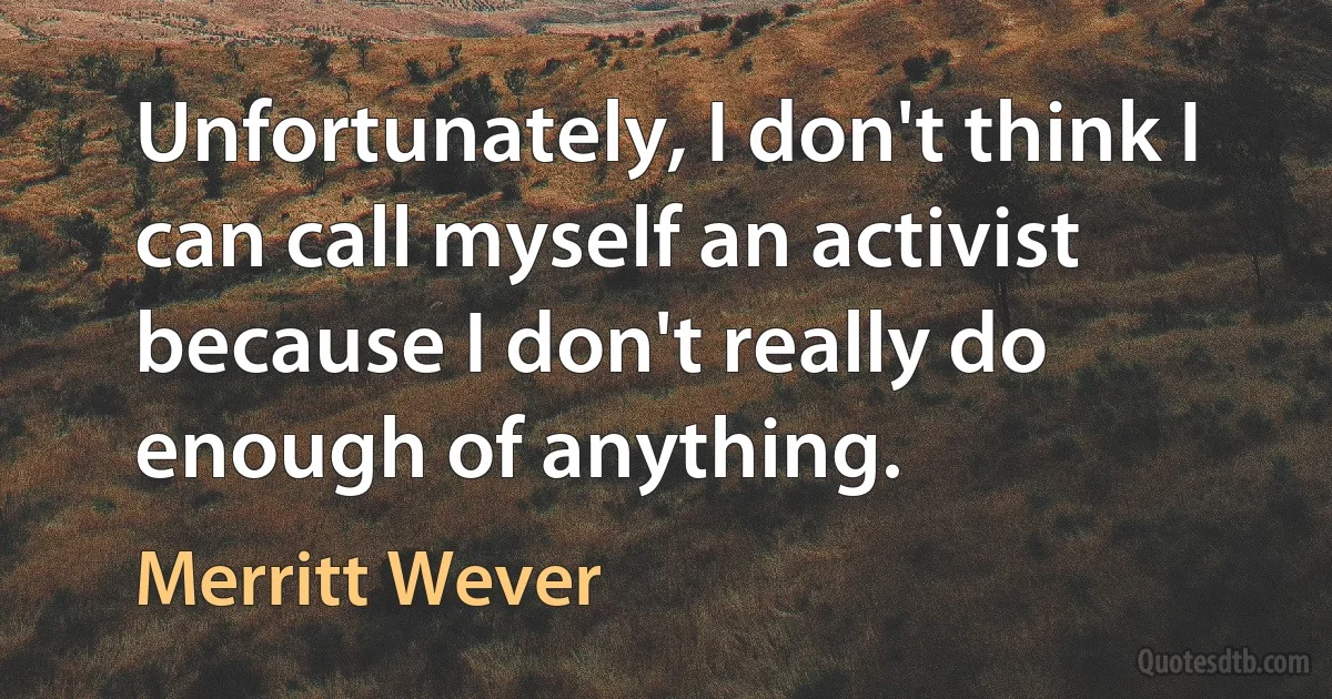 Unfortunately, I don't think I can call myself an activist because I don't really do enough of anything. (Merritt Wever)