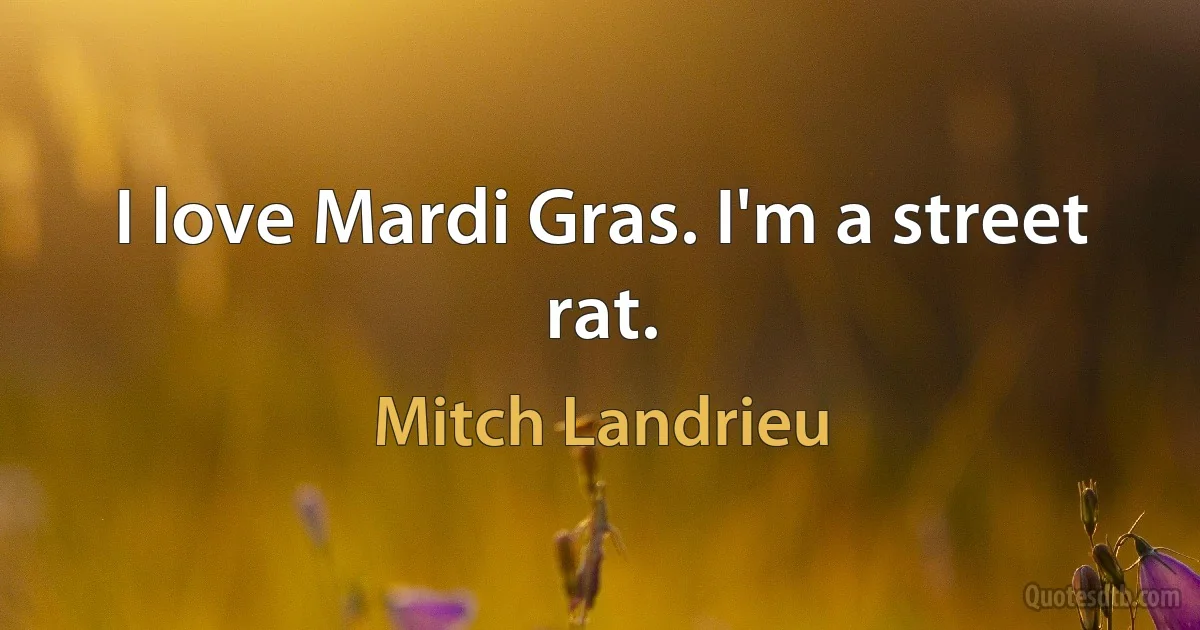 I love Mardi Gras. I'm a street rat. (Mitch Landrieu)