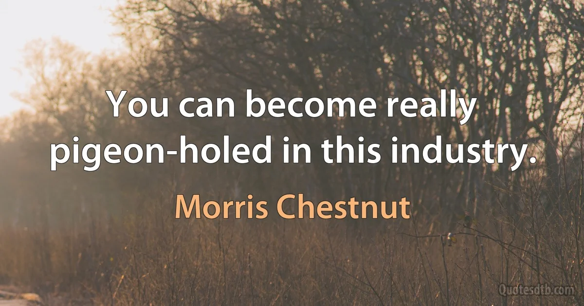 You can become really pigeon-holed in this industry. (Morris Chestnut)