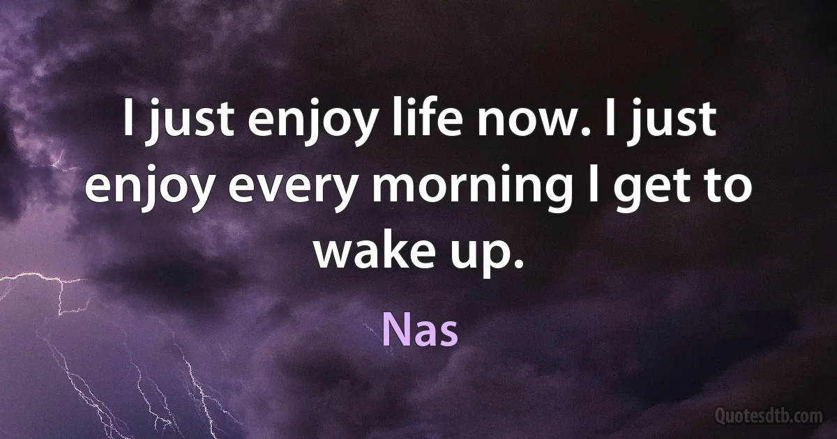 I just enjoy life now. I just enjoy every morning I get to wake up. (Nas)