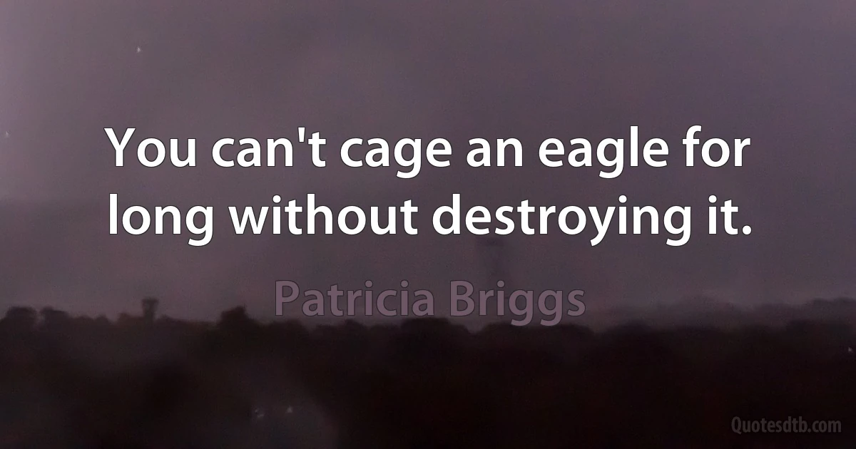 You can't cage an eagle for long without destroying it. (Patricia Briggs)