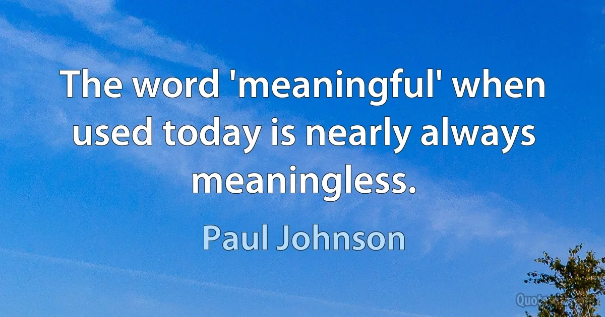 The word 'meaningful' when used today is nearly always meaningless. (Paul Johnson)