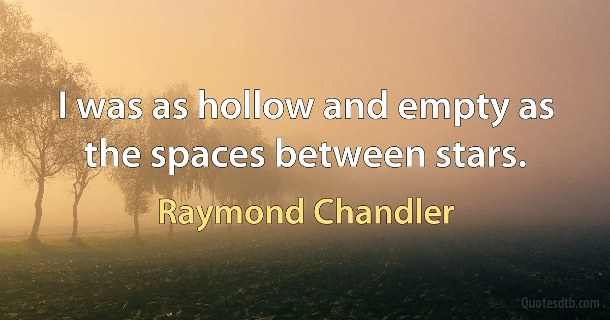 I was as hollow and empty as the spaces between stars. (Raymond Chandler)