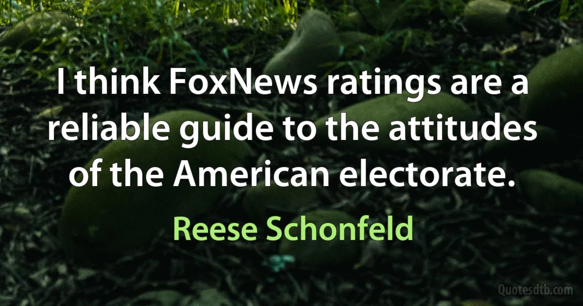 I think FoxNews ratings are a reliable guide to the attitudes of the American electorate. (Reese Schonfeld)