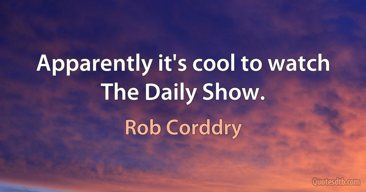 Apparently it's cool to watch The Daily Show. (Rob Corddry)