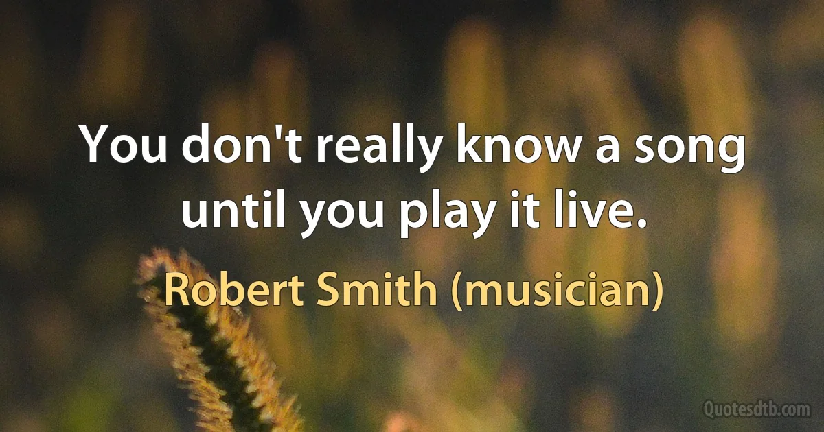 You don't really know a song until you play it live. (Robert Smith (musician))