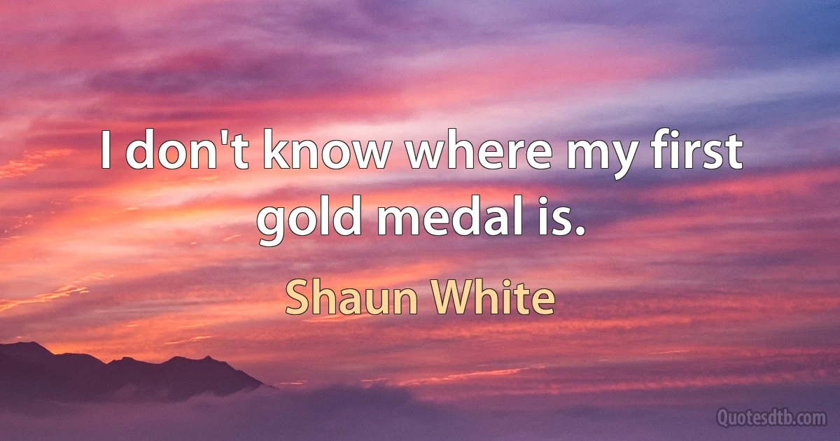 I don't know where my first gold medal is. (Shaun White)