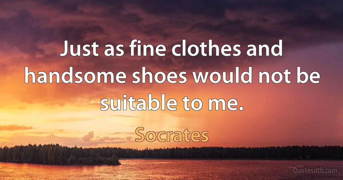 Just as fine clothes and handsome shoes would not be suitable to me. (Socrates)