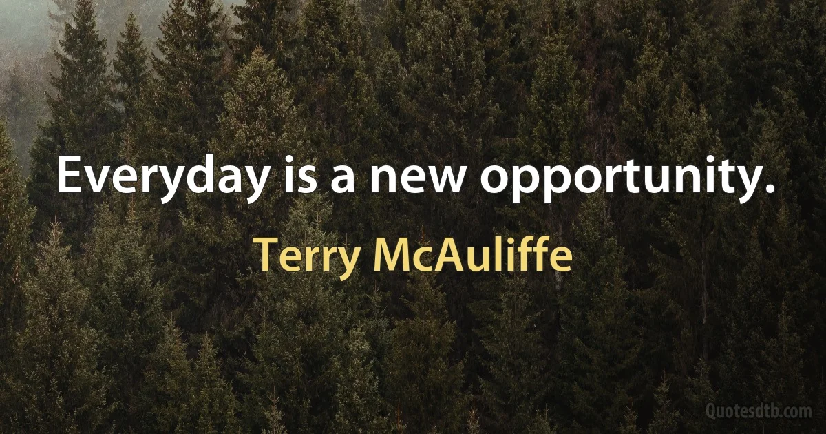 Everyday is a new opportunity. (Terry McAuliffe)