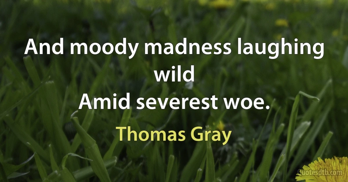 And moody madness laughing wild
Amid severest woe. (Thomas Gray)