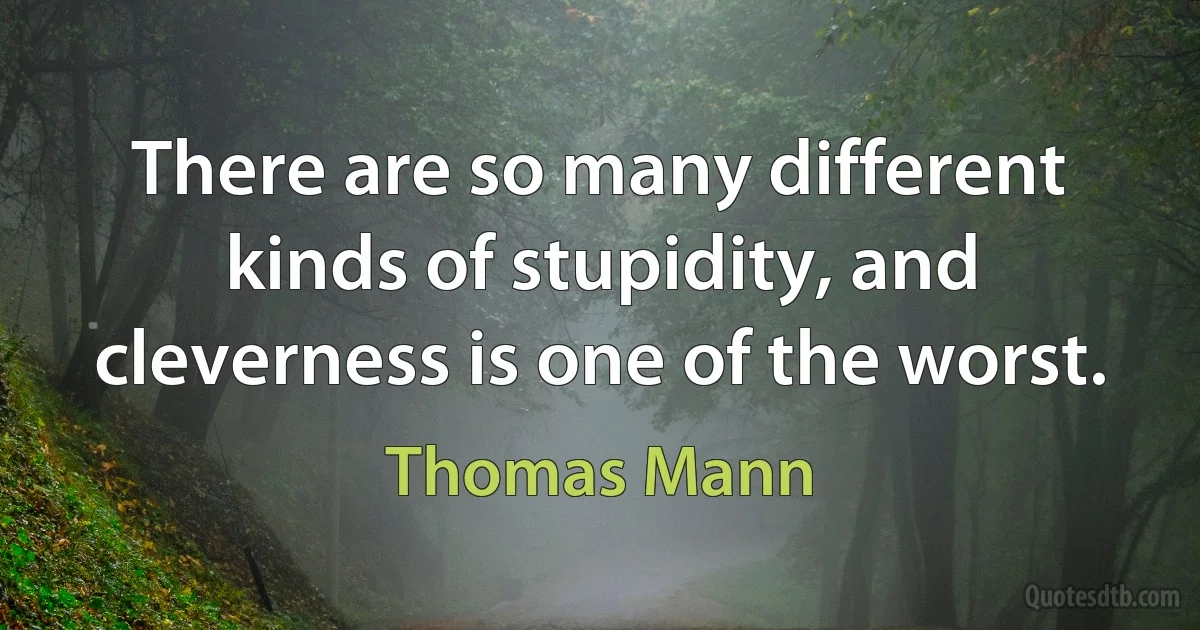 There are so many different kinds of stupidity, and cleverness is one of the worst. (Thomas Mann)