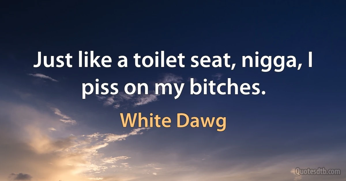 Just like a toilet seat, nigga, I piss on my bitches. (White Dawg)