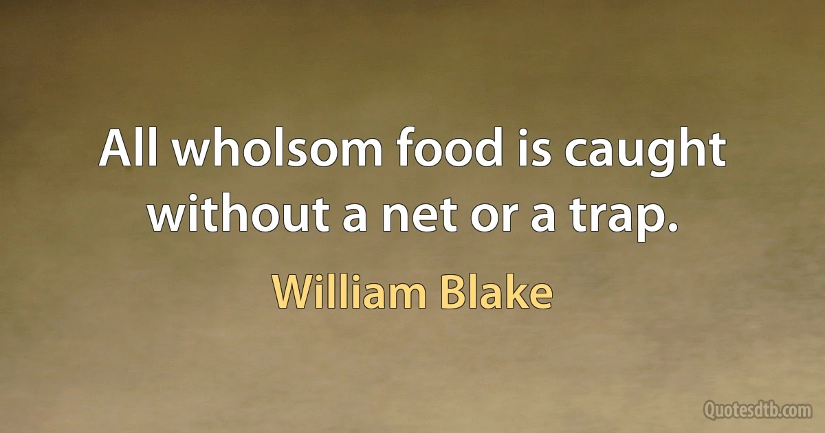 All wholsom food is caught without a net or a trap. (William Blake)