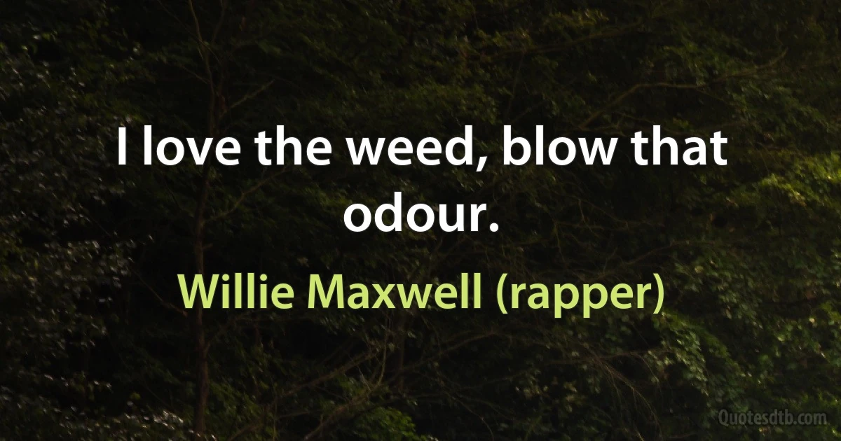 I love the weed, blow that odour. (Willie Maxwell (rapper))