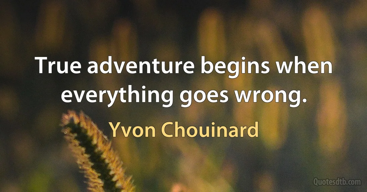 True adventure begins when everything goes wrong. (Yvon Chouinard)