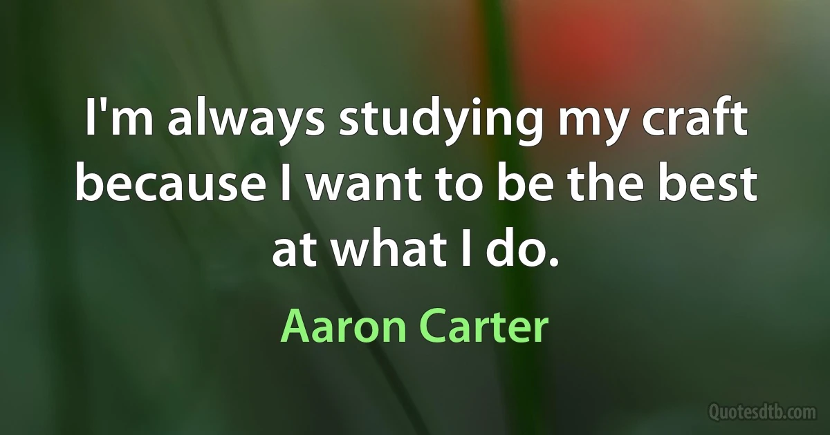 I'm always studying my craft because I want to be the best at what I do. (Aaron Carter)