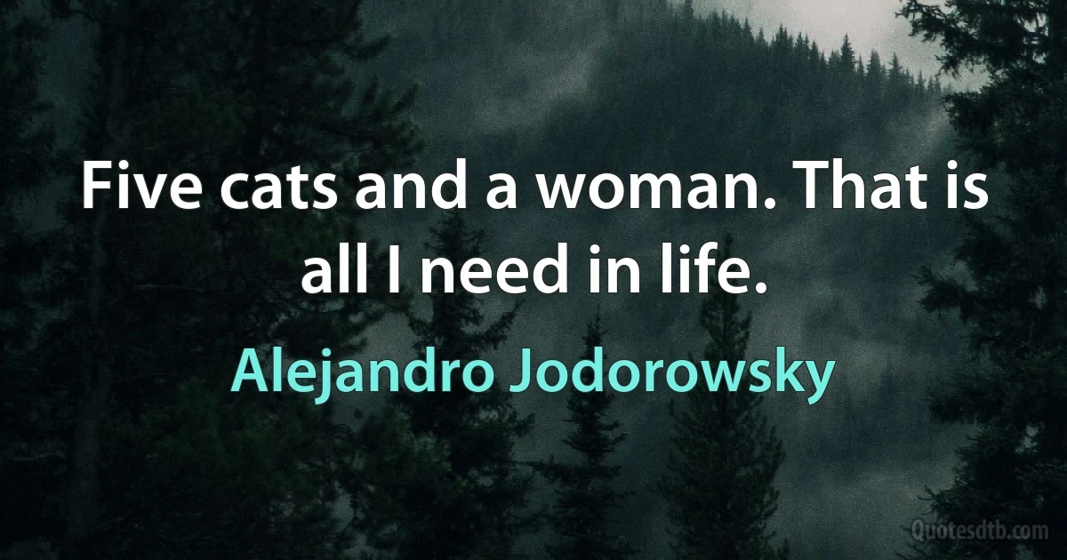 Five cats and a woman. That is all I need in life. (Alejandro Jodorowsky)