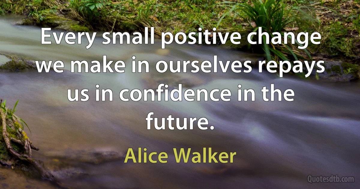 Every small positive change we make in ourselves repays us in confidence in the future. (Alice Walker)