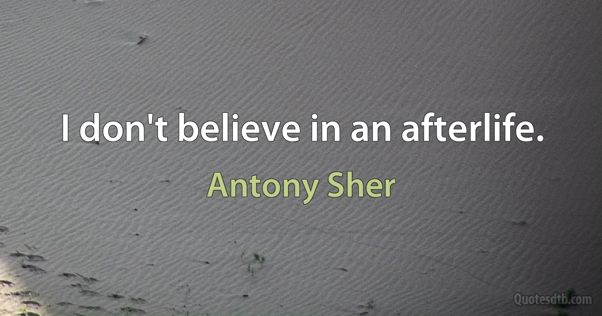 I don't believe in an afterlife. (Antony Sher)