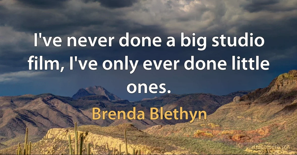 I've never done a big studio film, I've only ever done little ones. (Brenda Blethyn)