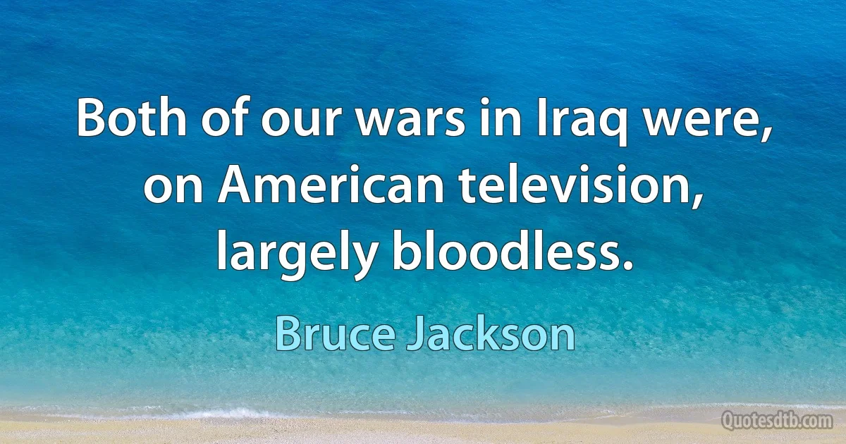 Both of our wars in Iraq were, on American television, largely bloodless. (Bruce Jackson)