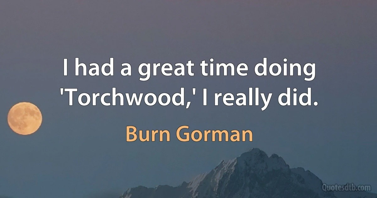 I had a great time doing 'Torchwood,' I really did. (Burn Gorman)