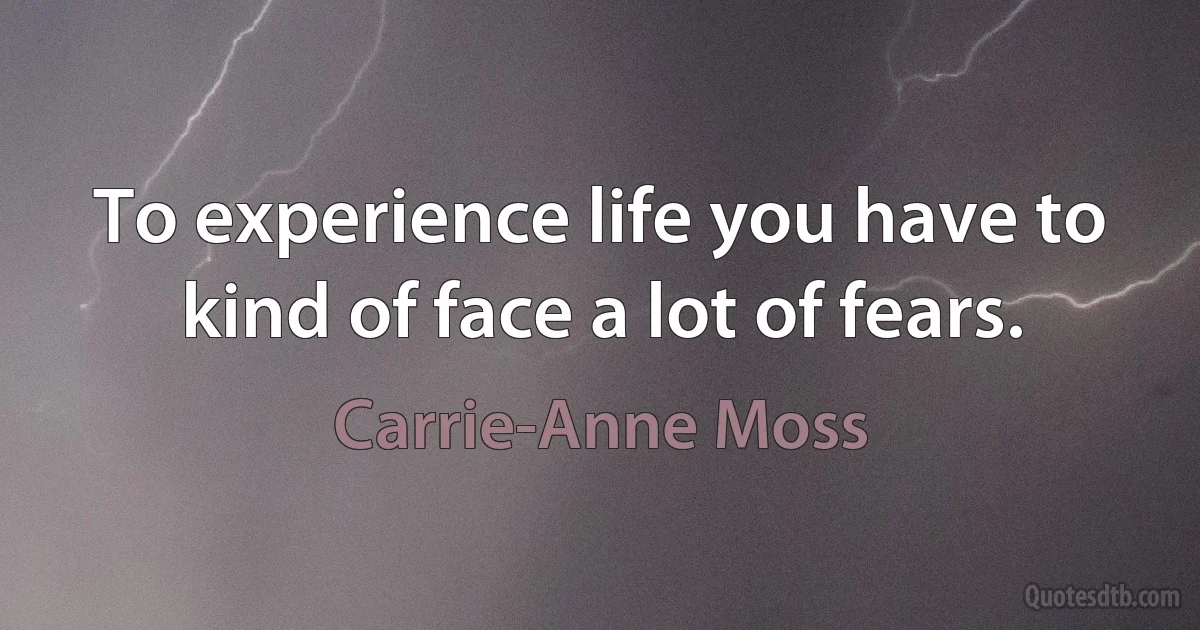 To experience life you have to kind of face a lot of fears. (Carrie-Anne Moss)