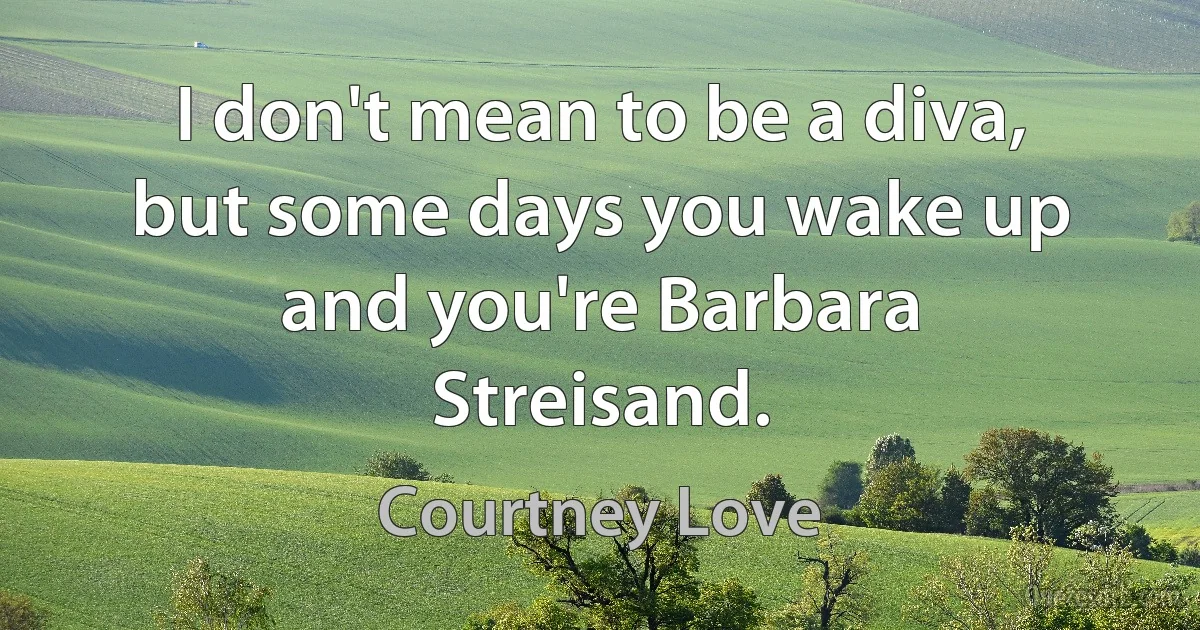 I don't mean to be a diva, but some days you wake up and you're Barbara Streisand. (Courtney Love)