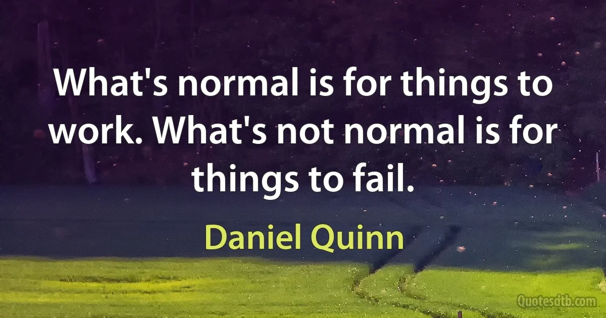 What's normal is for things to work. What's not normal is for things to fail. (Daniel Quinn)