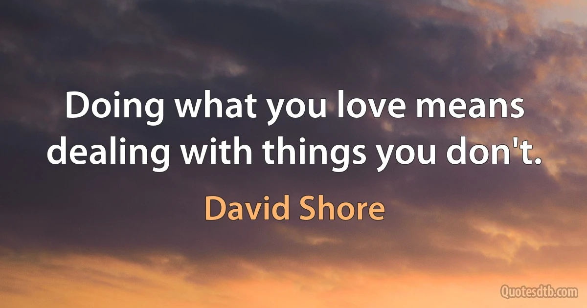 Doing what you love means dealing with things you don't. (David Shore)