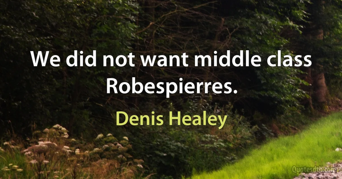 We did not want middle class Robespierres. (Denis Healey)