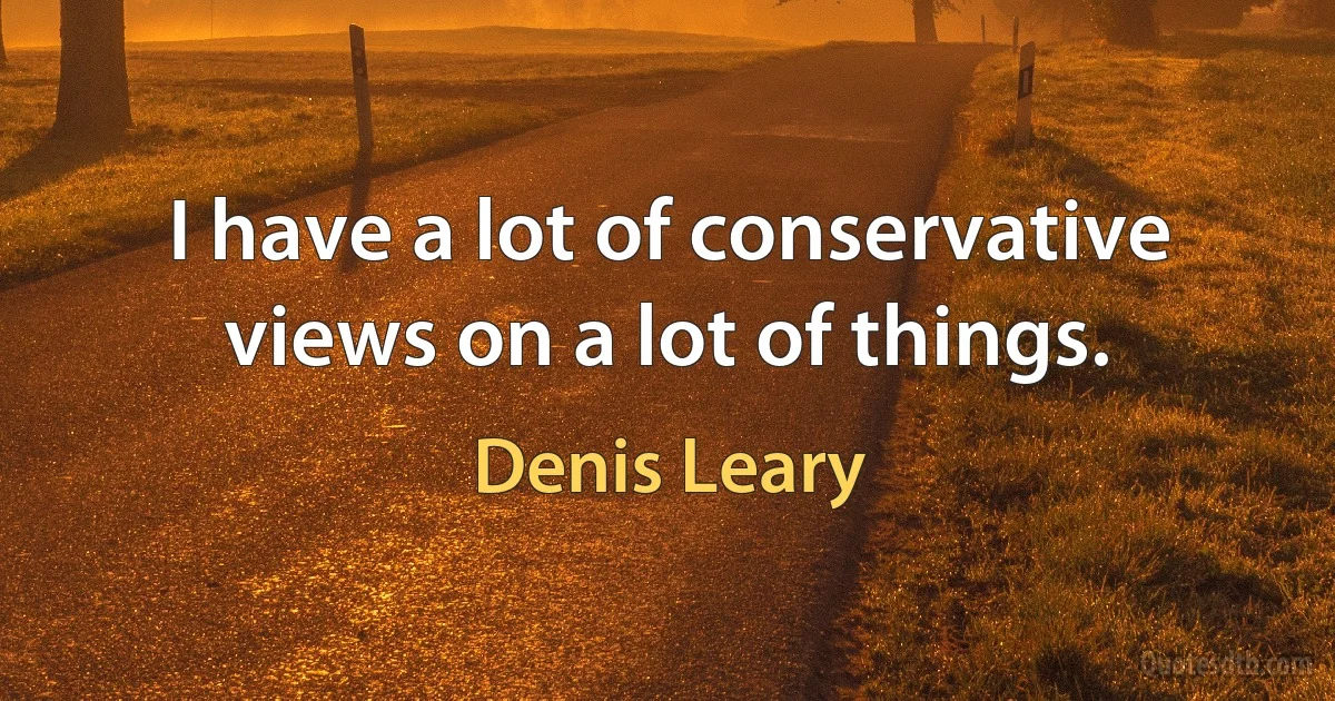 I have a lot of conservative views on a lot of things. (Denis Leary)