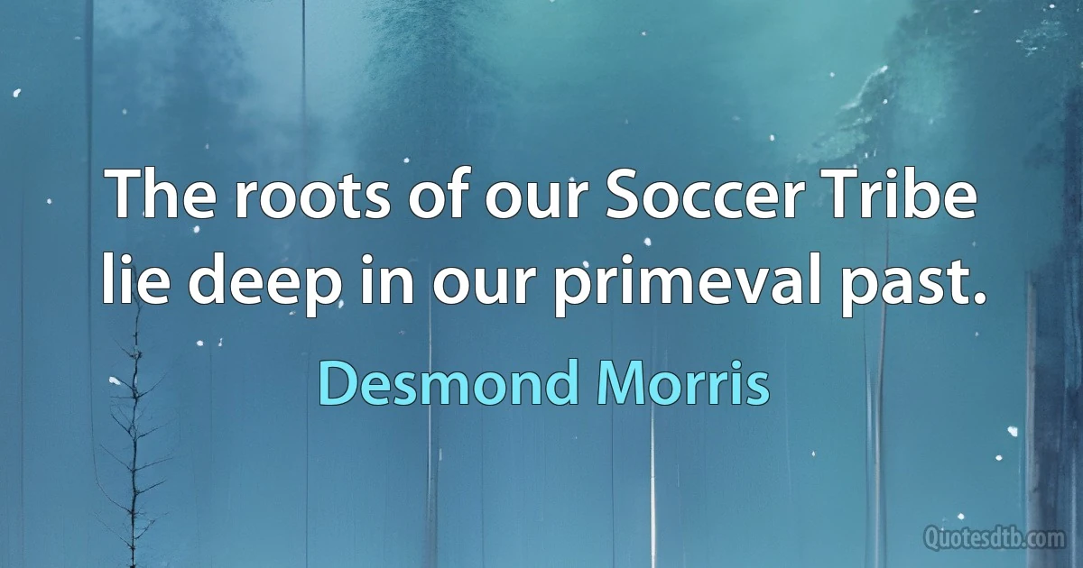 The roots of our Soccer Tribe lie deep in our primeval past. (Desmond Morris)