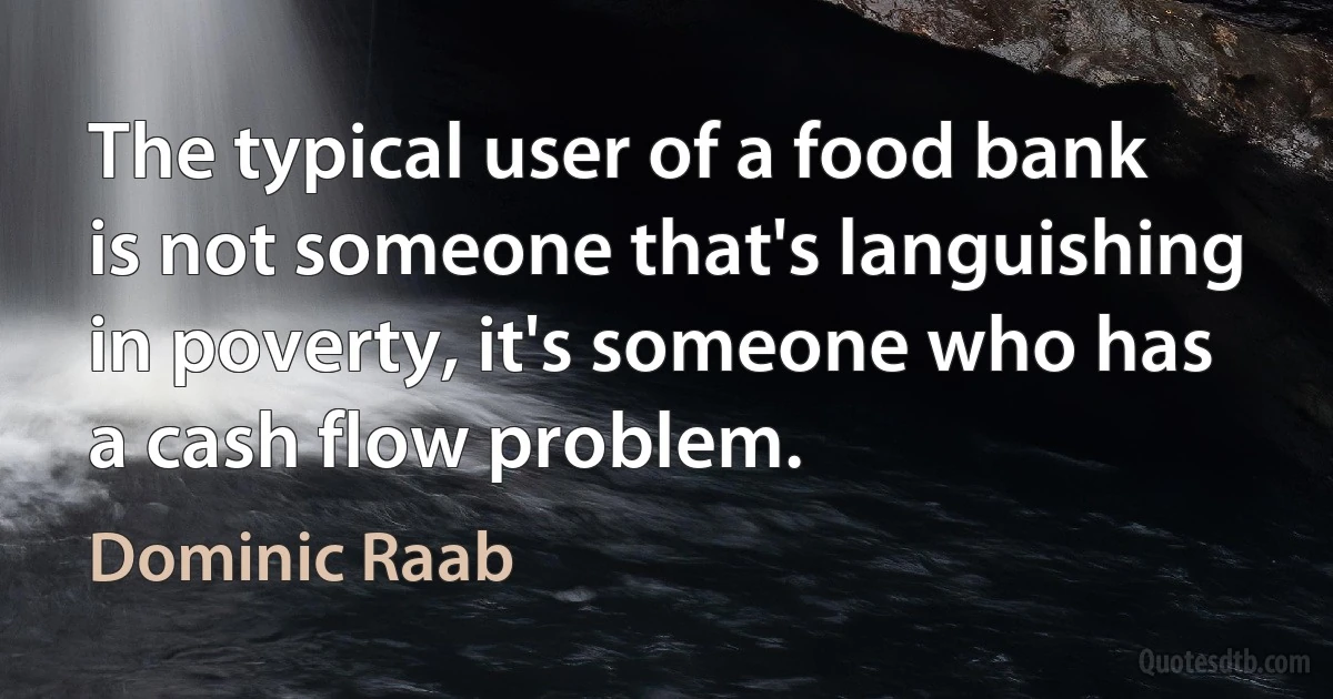 The typical user of a food bank is not someone that's languishing in poverty, it's someone who has a cash flow problem. (Dominic Raab)