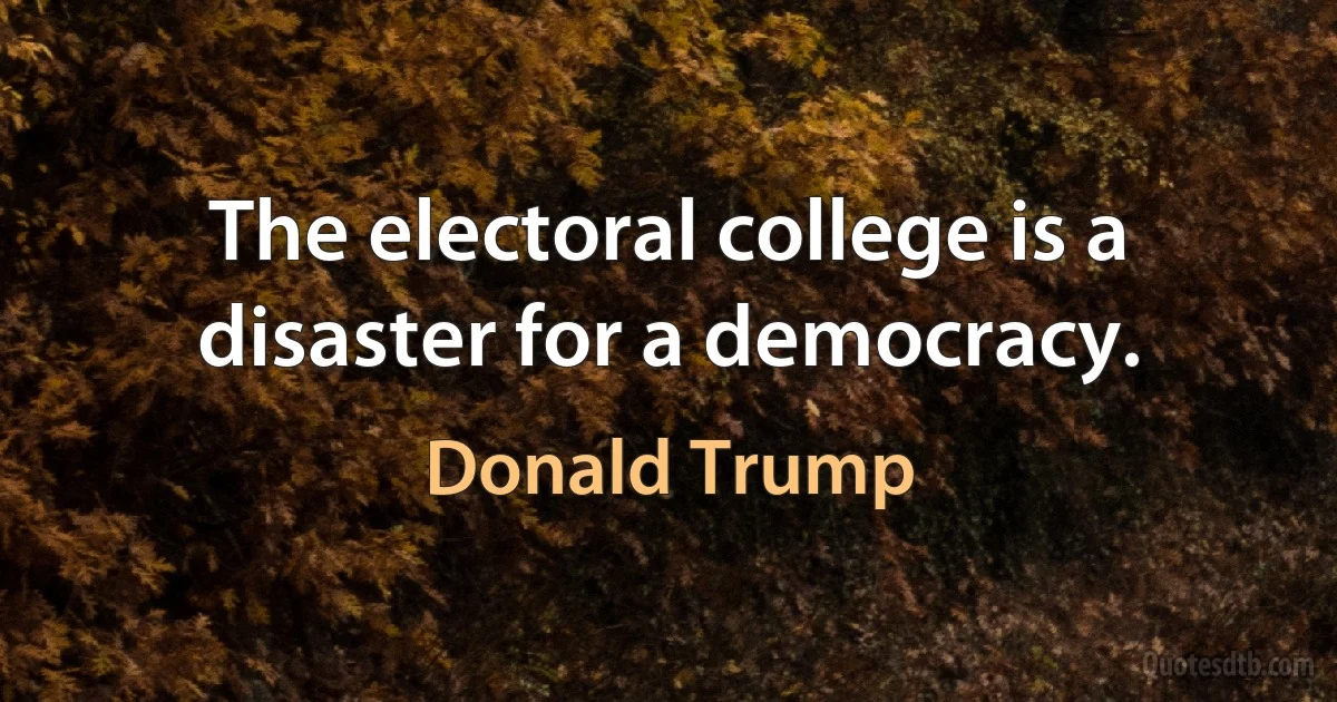 The electoral college is a disaster for a democracy. (Donald Trump)