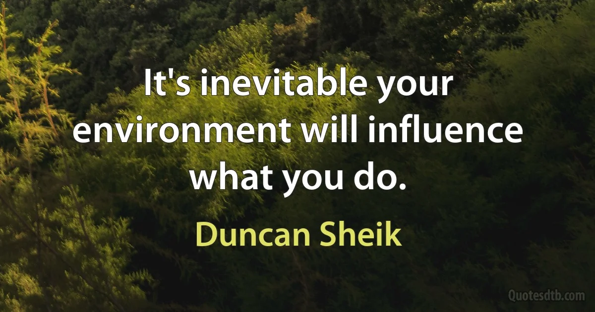 It's inevitable your environment will influence what you do. (Duncan Sheik)