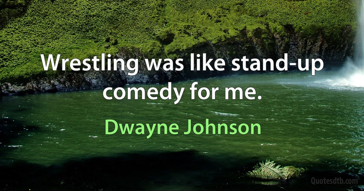 Wrestling was like stand-up comedy for me. (Dwayne Johnson)